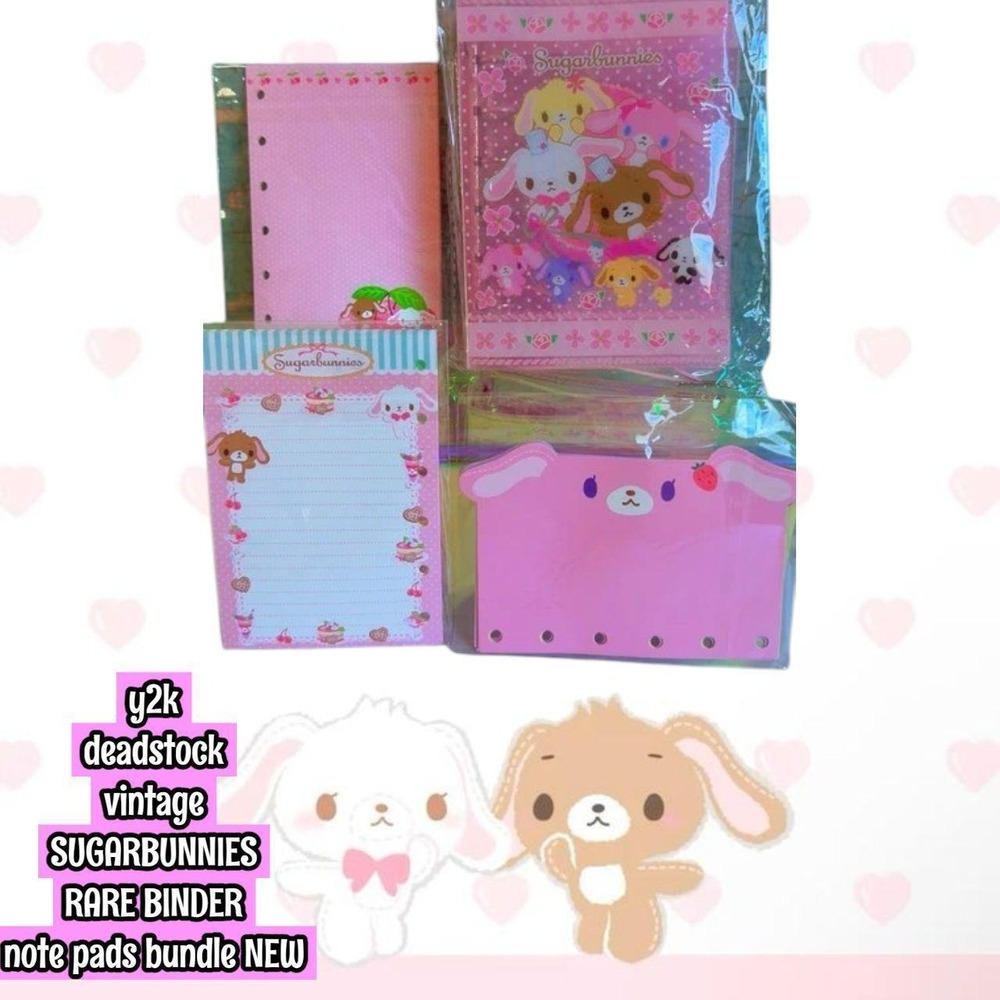 Y2K VINTAGE RARE SUGARBUNNIES MINI BINDER NOTEPAD BUNDLE NEW